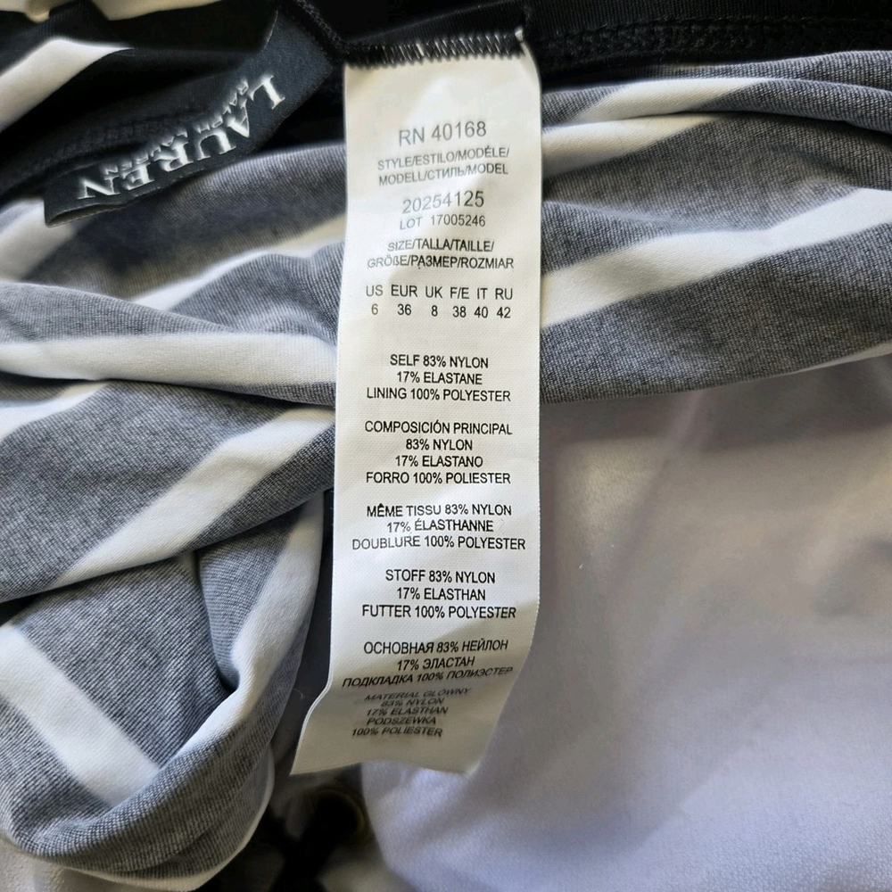 Lauren Ralph Lauren Black and White Striped Bikini Top - Picture 5 of 6